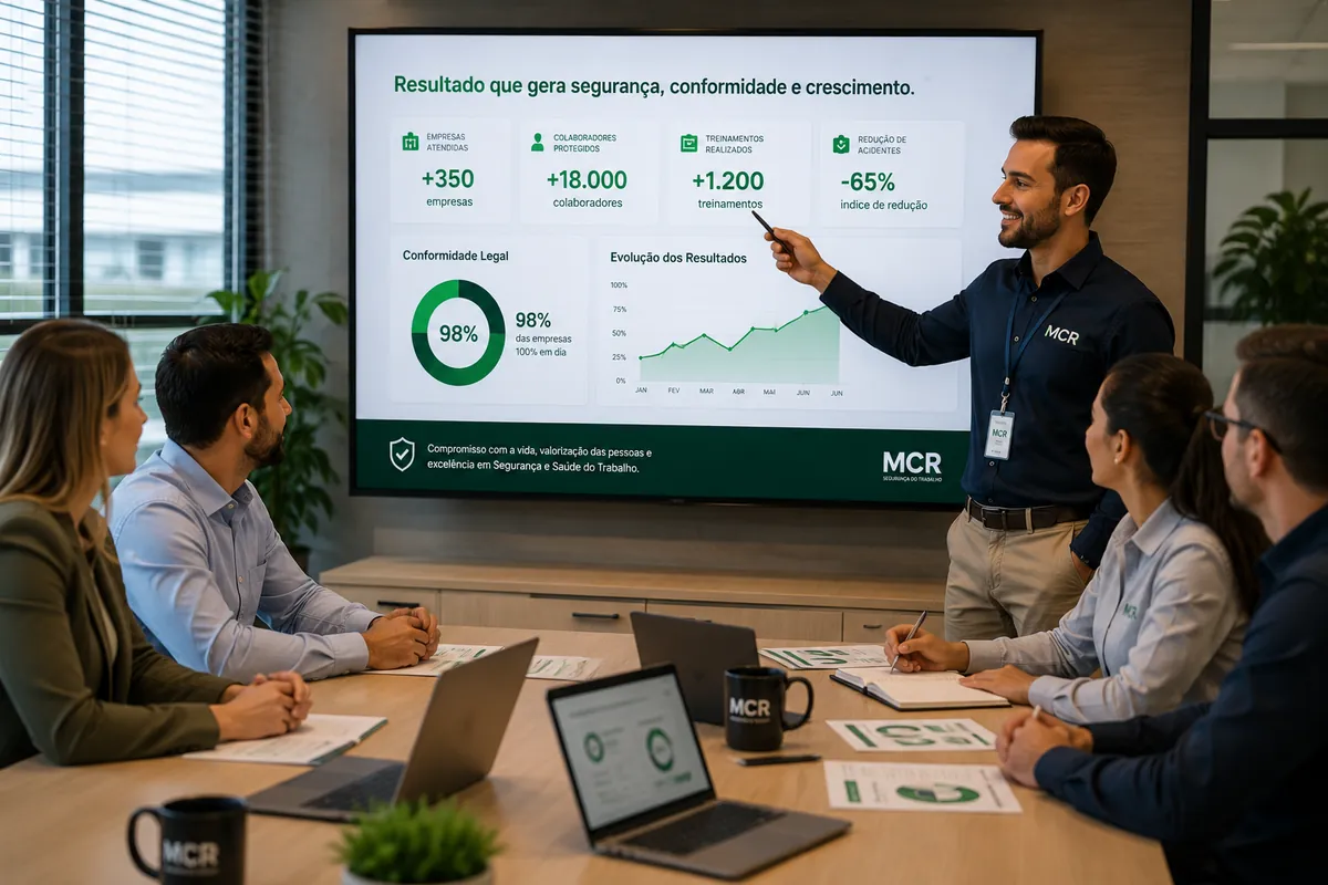 Apresentação de resultados positivos em segurança do trabalho
